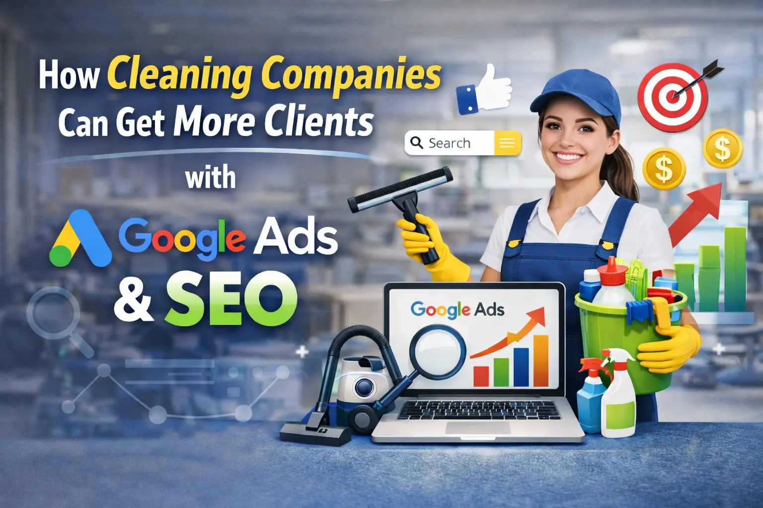 Cleaning company getting more clients using Google Ads and SEO marketing strategy